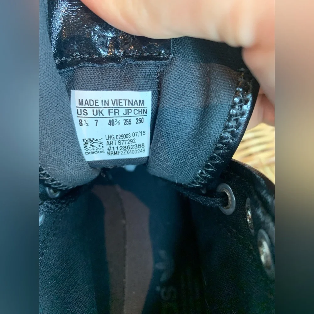 Adidas Honey Triple Black Shimmer Mid High Tops Sneakers Size 8.5 - Picture 11 of 12